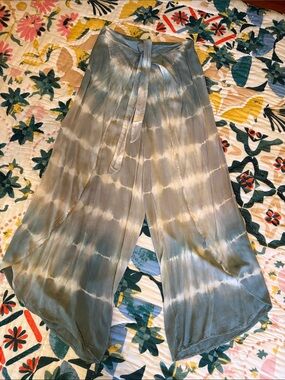 Mystree Soft Sage Wide-Leg Wrap Pants